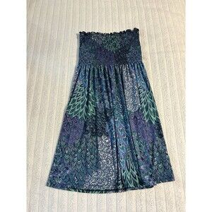 Y2K Hypnotik Peacock Tube Top Dress Womens Petite Medium Boho Vacation festival